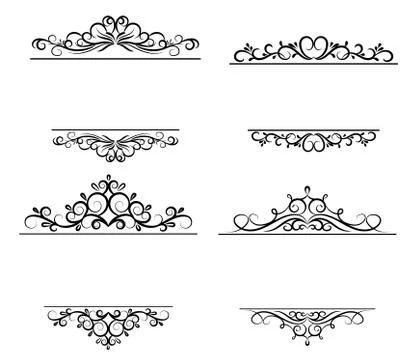 Vintage vector swirl frame set on white 스톡 일러스트