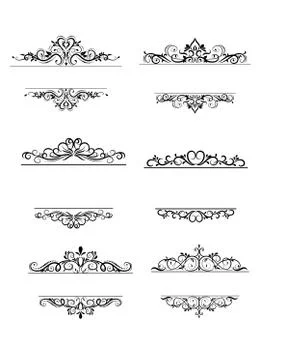 Vintage vector swirl frame set on white Illustrazione stock