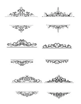 Vintage vector swirl frame set on white Stockillustratie