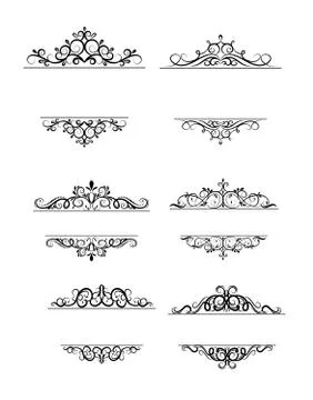 Vintage vector swirl frame set on white Illustrazione stock