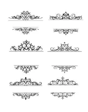 Vintage vector swirl frame set on white 스톡 일러스트