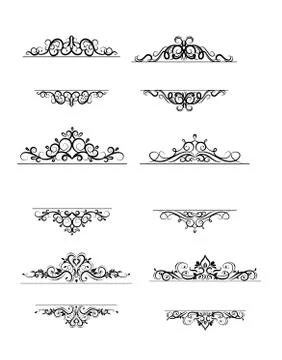 Vintage vector swirl frame set on white Illustrazione stock