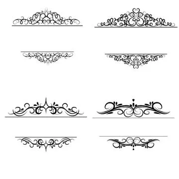 Vintage vector swirl frame set イラスト素材