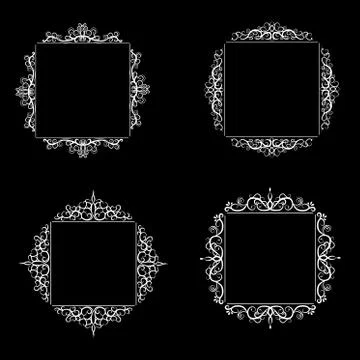 Vintage vector swirl frame set Stock Illustration