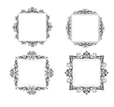 Vintage vector swirl frame set Stock Illustration