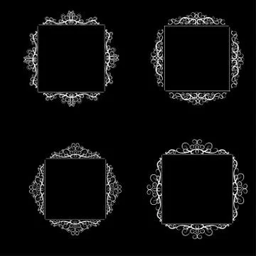 Vintage vector swirl frame set Stock Illustration
