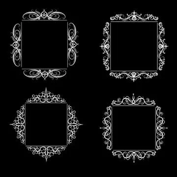 Vintage vector swirl frame set 스톡 일러스트