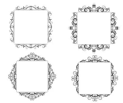 Vintage vector swirl frame set イラスト素材