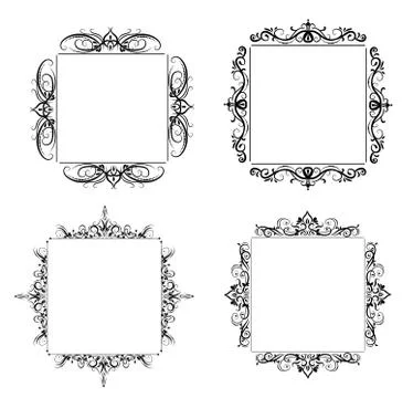 Vintage vector swirl frame set 스톡 일러스트