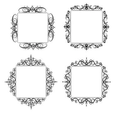Vintage vector swirl frame set イラスト素材
