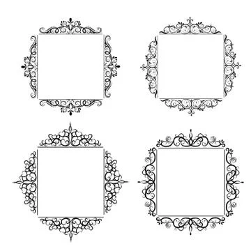 Vintage vector swirl frame set Stock Illustration