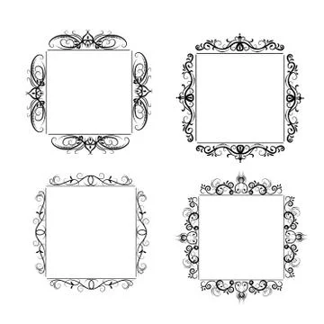 Vintage vector swirl frame set Stock Illustration