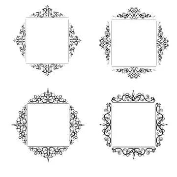 Vintage vector swirl frame set Stock Illustration