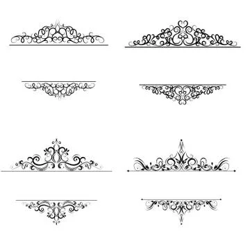 Vintage vector swirl frame set イラスト素材