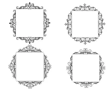 Vintage vector swirl frame set Illustrazione stock