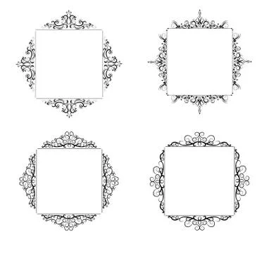 Vintage vector swirl frame set Illustrazione stock