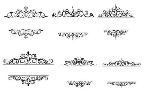 Vintage vector swirl frame set イラスト素材
