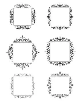 Vintage vector swirl frame set 스톡 일러스트