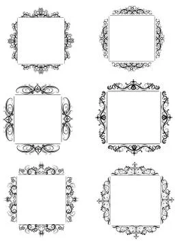 Vintage vector swirl frame set Stock Illustration