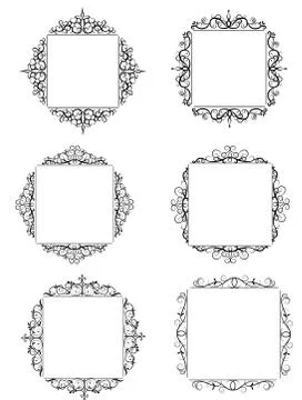 Vintage vector swirl frame set 스톡 일러스트