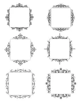 Vintage vector swirl frame set Stockillustratie