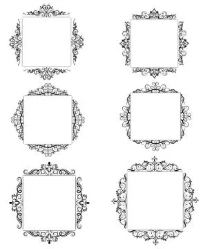 Vintage vector swirl frame set Stockillustratie
