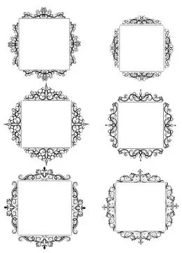 Vintage vector swirl frame set Stockillustratie