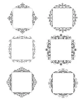 Vintage vector swirl frame set Illustrazione stock