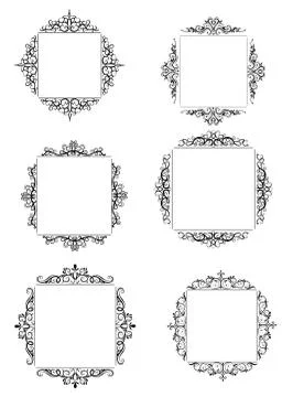 Vintage vector swirl frame set Stock Illustration