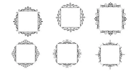 Vintage vector swirl frame set Illustrazione stock