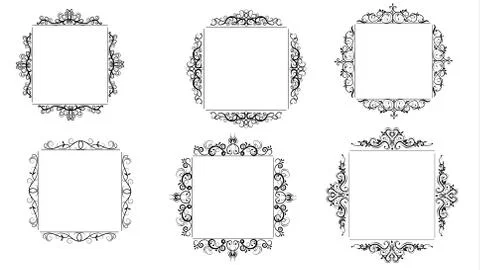 Vintage vector swirl frame set 스톡 일러스트