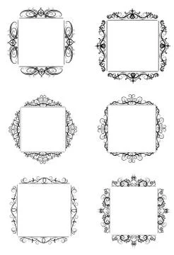 Vintage vector swirl frame set 스톡 일러스트