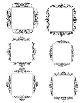 Vintage vector swirl frame set イラスト素材