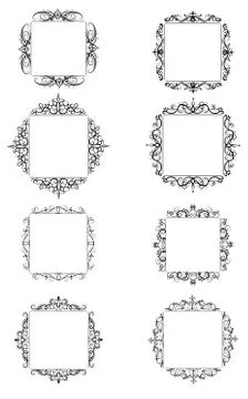 Vintage vector swirl frame set Illustrazione stock