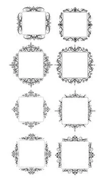 Vintage vector swirl frame set 스톡 일러스트
