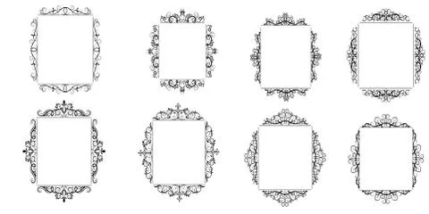 Vintage vector swirl frame set 스톡 일러스트