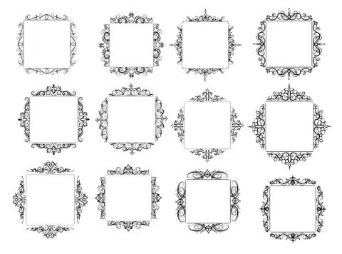 Vintage vector swirl frame set Stockillustratie