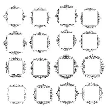 Vintage vector swirl frame set Stock Illustration