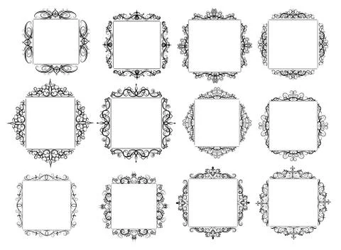 Vintage vector swirl frame set 스톡 일러스트