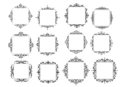 Vintage vector swirl frame set 스톡 일러스트
