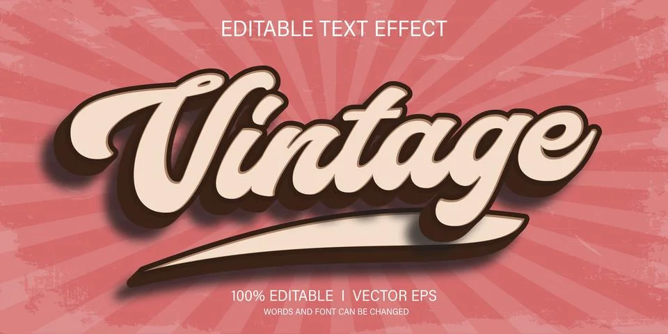 Vintage vector text effect with modern style design Stock Illustration