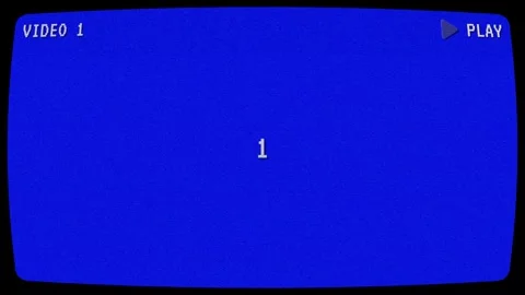 Vintage VHS Countdown from 5 to 1 and Rewind Blue Screen Overlay 스톡 동영상 341405173