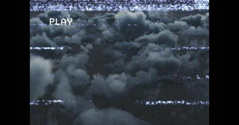 Vintage VHS effect with static clouds creating nostalgic retro atmosphere Stock Illustration