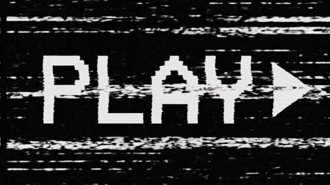 Vintage VHS Play Interface Overlay with CRT Static and Analog Glitch Stock Footage 340900125