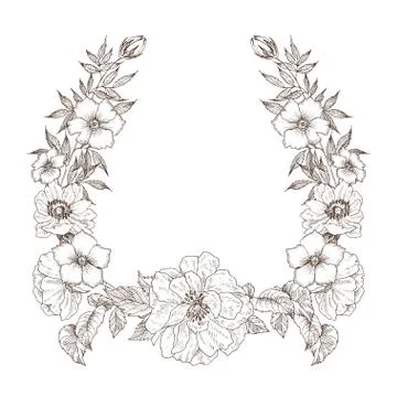 Vintage Victorian frame border monogram floral ornament. Engraved retro flower Stock Illustration