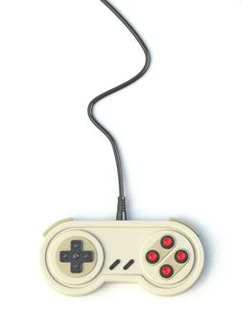 Vintage video game controller Top view 3D Illustrazione stock