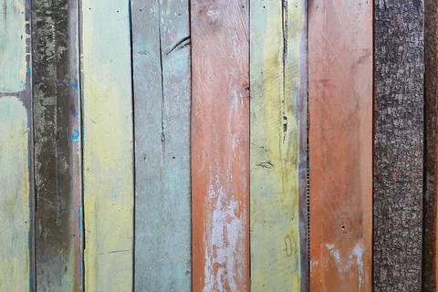 Vintage village wood plank with funky colors in horizontal pattern Stock Photos