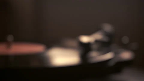 Vintage vinyl record player. launch Video stock 96710104