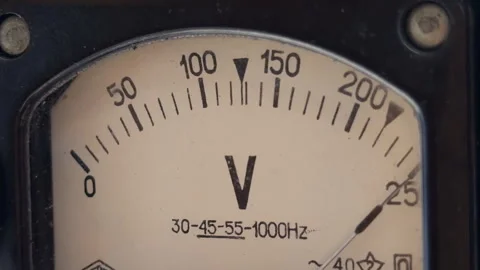 Vintage Voltage Meter Operates With a Low-Frequency Electrical Hum Stock Footage 329455694