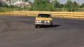 Vintage Volvo 142 makes a turn with sound HD Footage